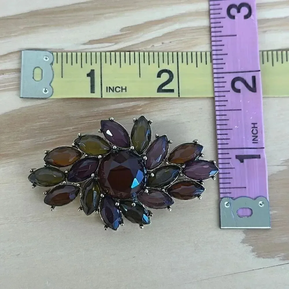 Vintage Monet Multi Color Glass Rhinestone Brooch